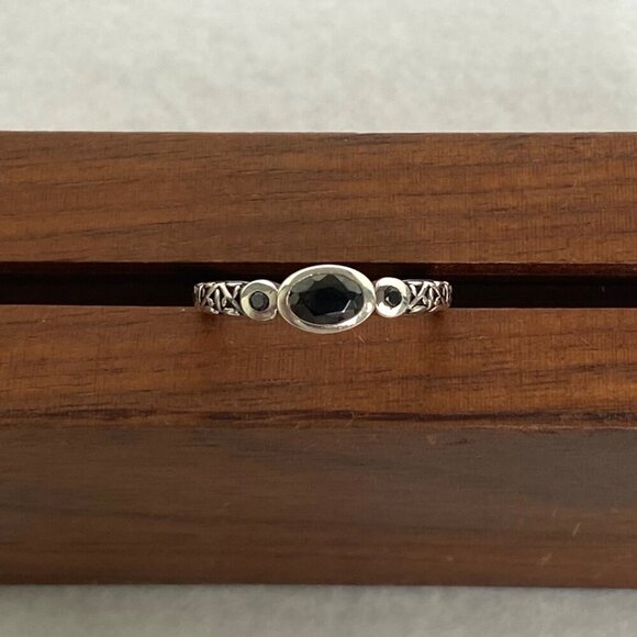 Silpada Sterling Silver 925 Black Faceted Oval Cubic Zirconia Band Ring Sz 8 - Picture 6 of 16